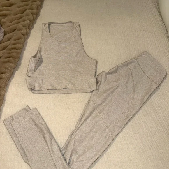 Outdoor Voices Oatmeal Tank Top and Leggings Set - Picture 2 of 3